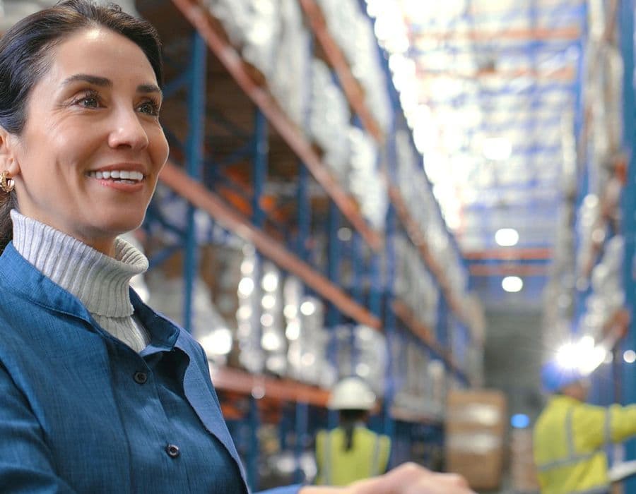 JobSquad associate in a warehouse setting